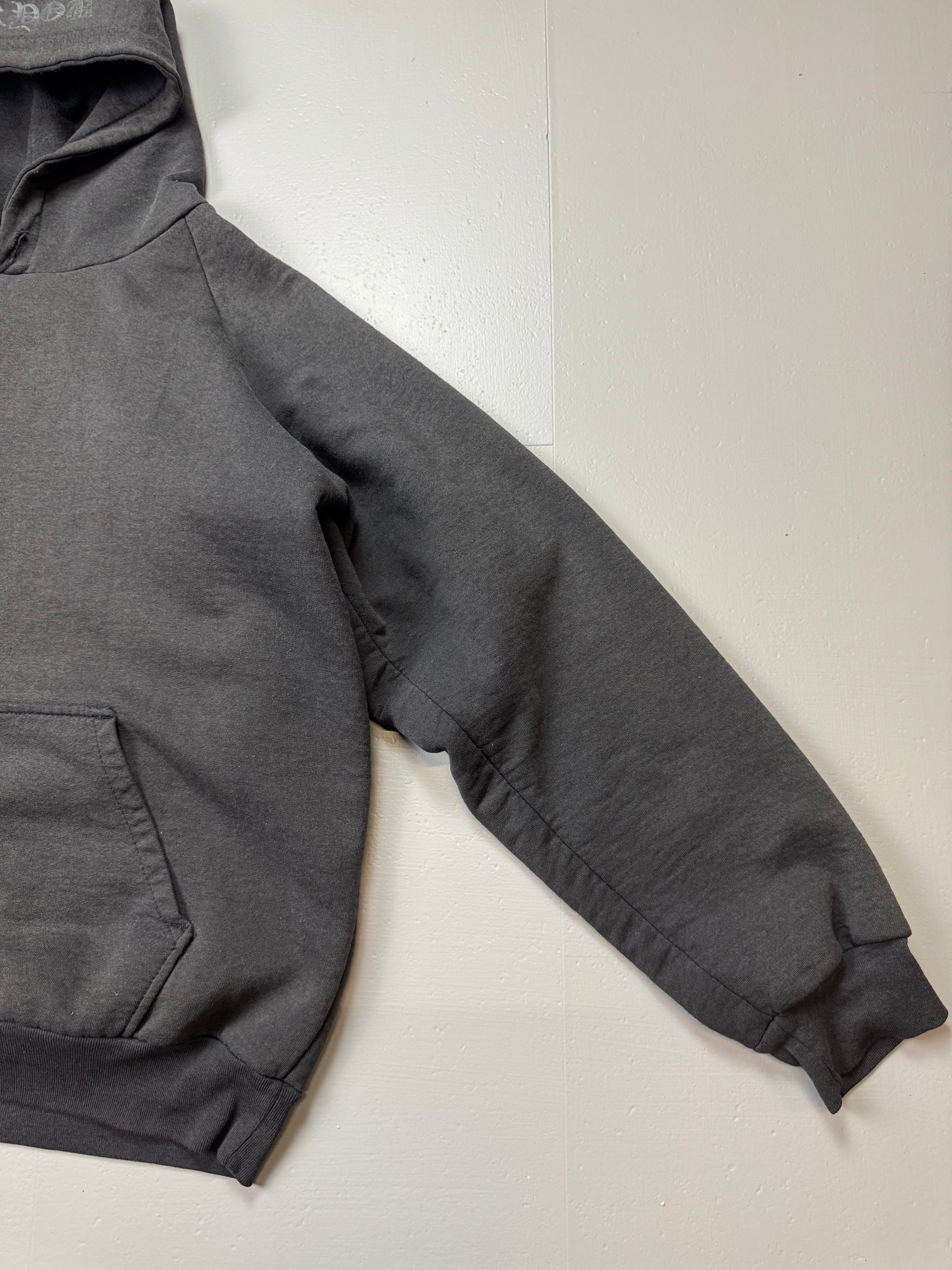 Vintage Faded Chrome Hearts Tonal Black Horseshoe Thermal Hoodie