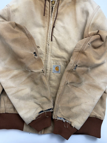 Vintage Carhartt Active Hooded Work Jacket Faded Tan