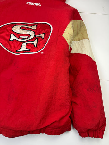 Vintage 90's San Francisco 49ers Hooded Starter Jacket Red