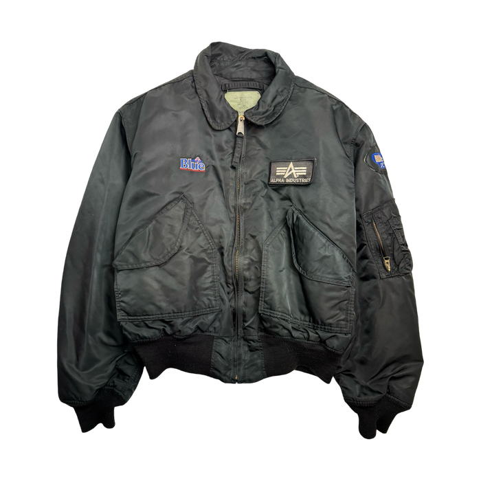 (XL) Vintage Alpha Industries Blue Labatt Bomber Jacket Black | Vitnage Clothing Store Canada