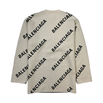 Balenciaga All-Over Logo Oversized Crewneck White (USED)