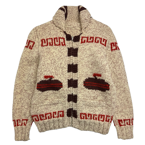 Vintage Curling Knitted Zip Up Sweater | Vintage Clothing Store Canada