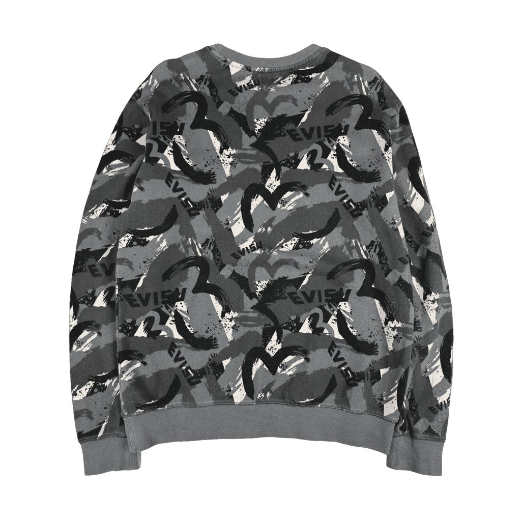 Evisu Seagull AOP Print Sweatshirt Dark Grey
