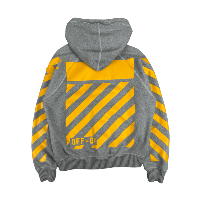 Moncler x Off-White Chevron Zip Up Hoodie Grey (USED) | Vitnage Clothing Store Canada