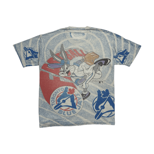 (M) Vintage '93 Looney Tunes Bugs Bunny Toronto Blue Jays AOP Tee | Vintage Clothing Store Canada