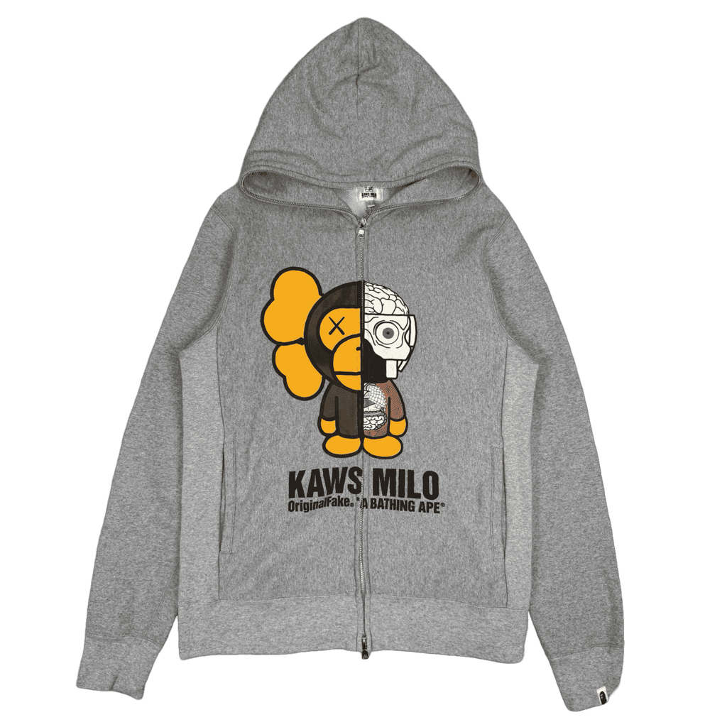 BAPE x Original Fake x Kaws Baby Milo Full Zip Hoodie Grey (USED)