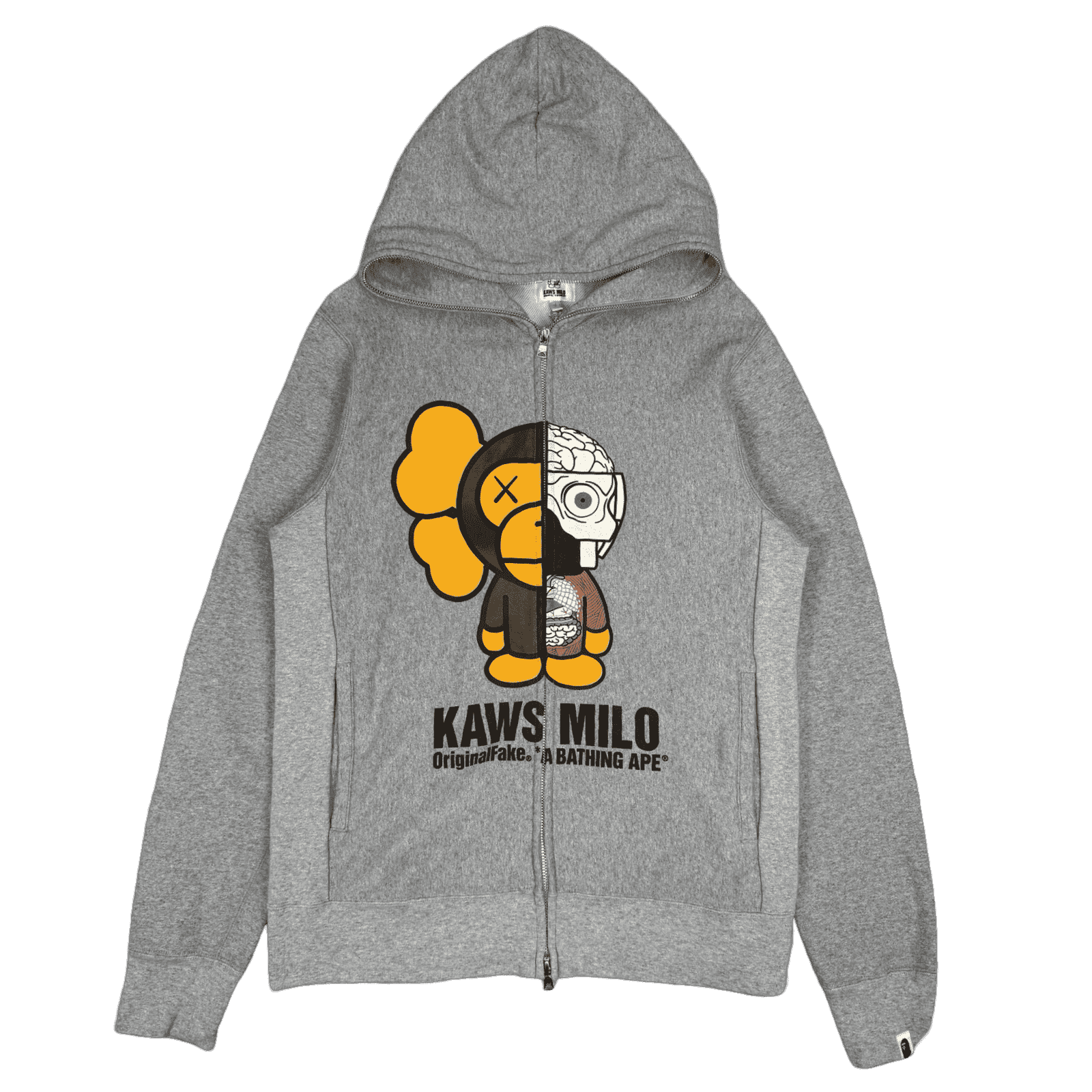 BAPE x Original Fake x Kaws Baby Milo Full Zip Hoodie Grey (USED)