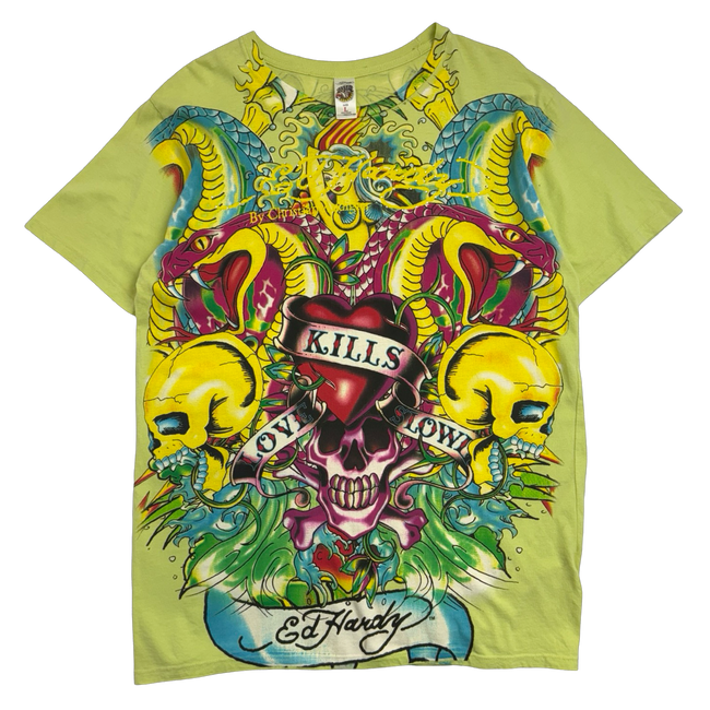 Ed Hardy Christian Audigier Love Kills Slowly Tee Yellow Green