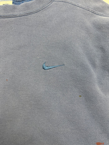 (L) Vintage 90s Nike Side Embroidered Swoosh Sweatshirt Blue