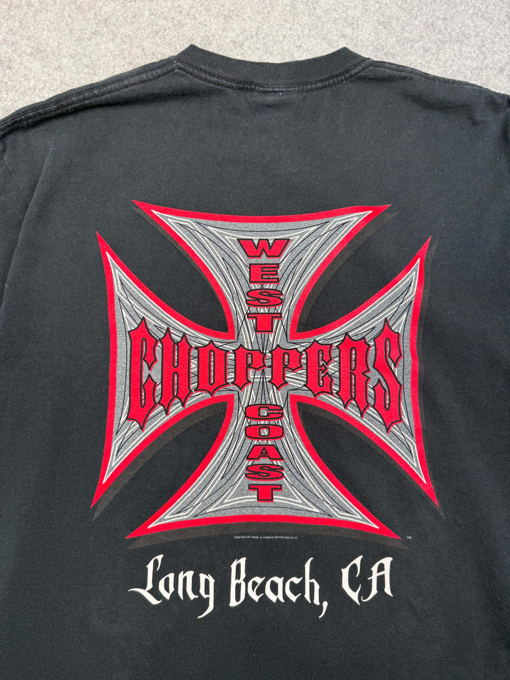 Vintage West Coast Choppers Pinstripe Cross Logo Tee Black/Red