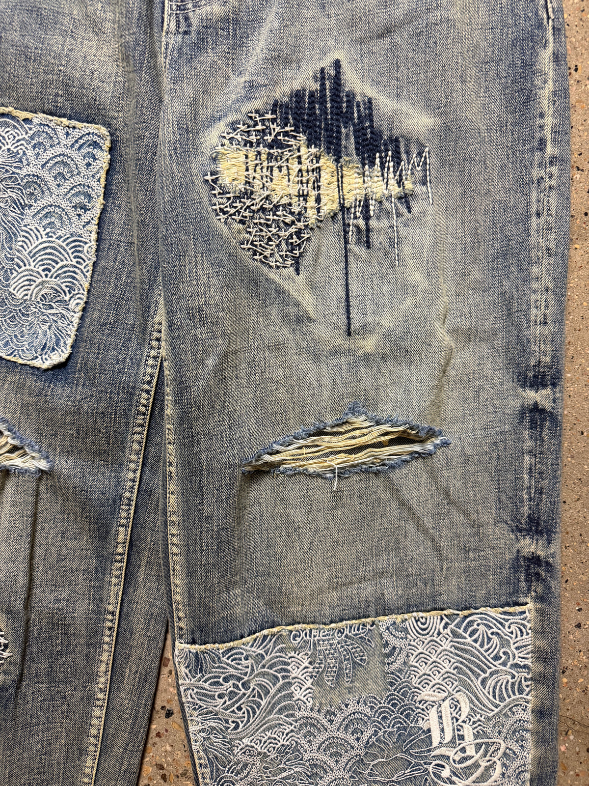 Bape Black Denim Patchwork Baggy Jeans (USED)