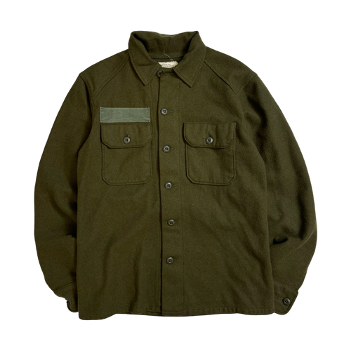 Vintage 90s Wool Military Button-up Green | Vintage Clothing Store Canada