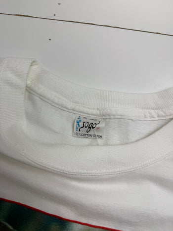 Vintage 1993 Toronto Blue Jays 2Much Newspaper Tee White