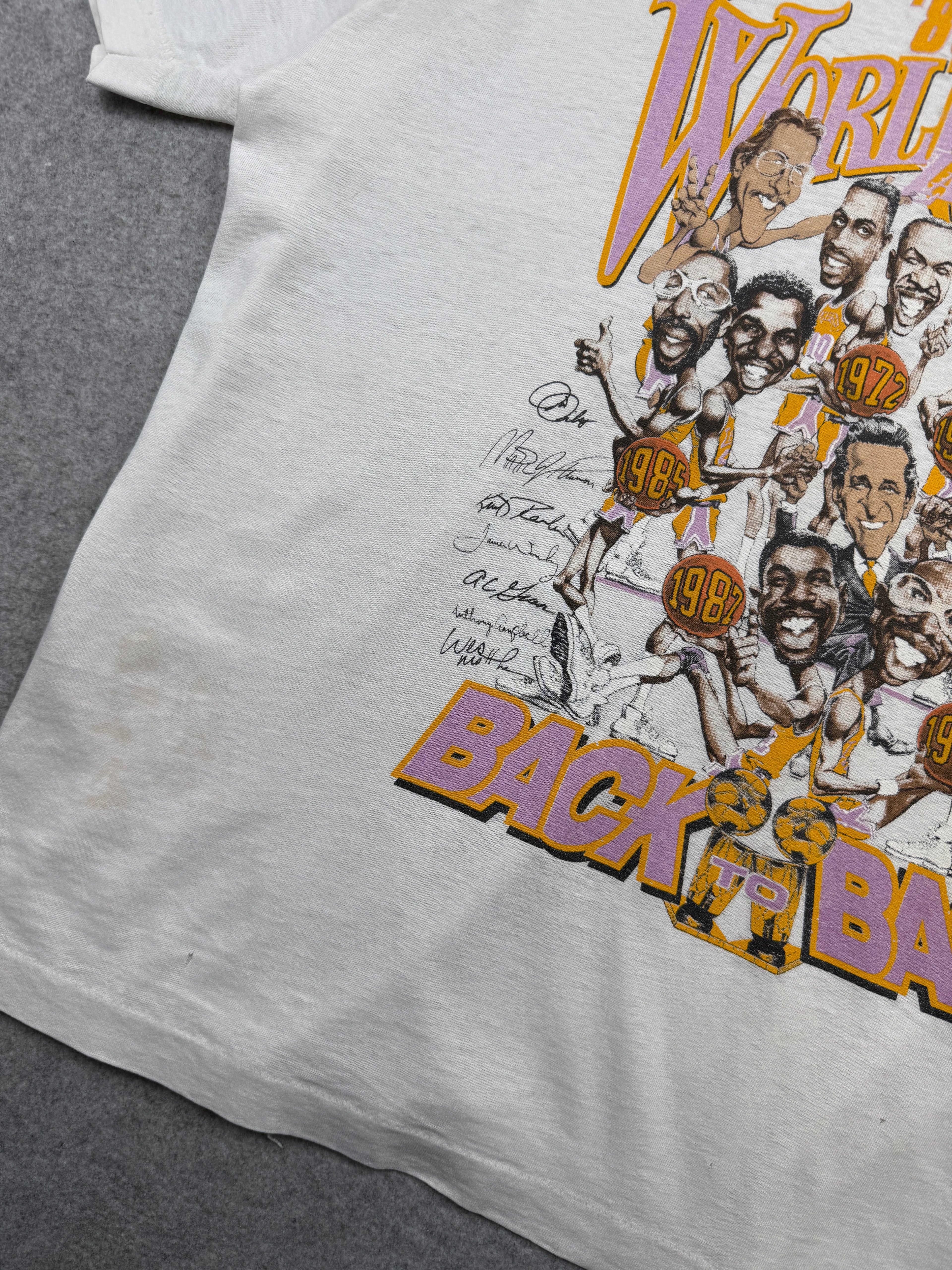 Vintage Los Angeles Back To Back Champs Roster Tee White