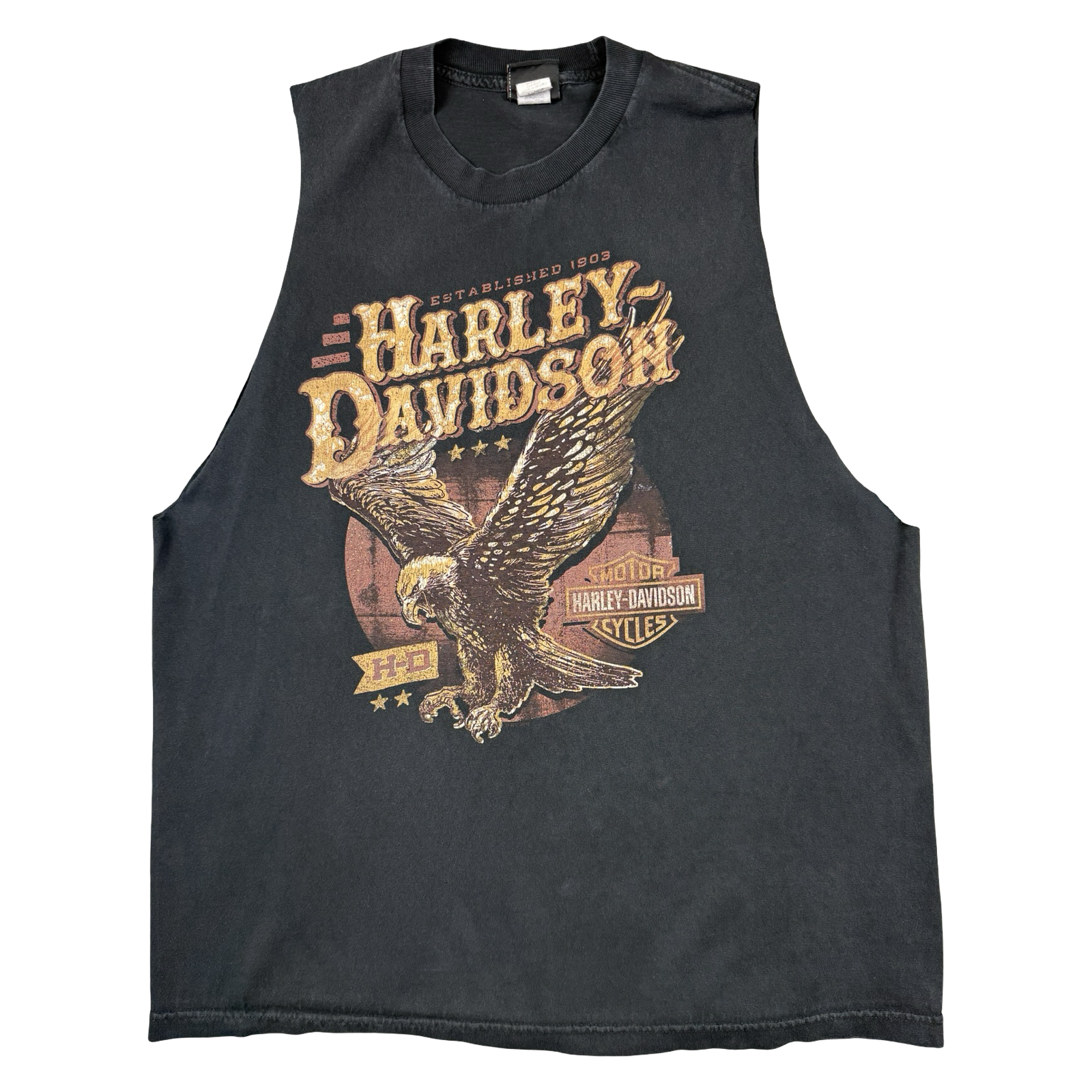 Vintage Harley Davidson Eagle Sleeveless Tee Black