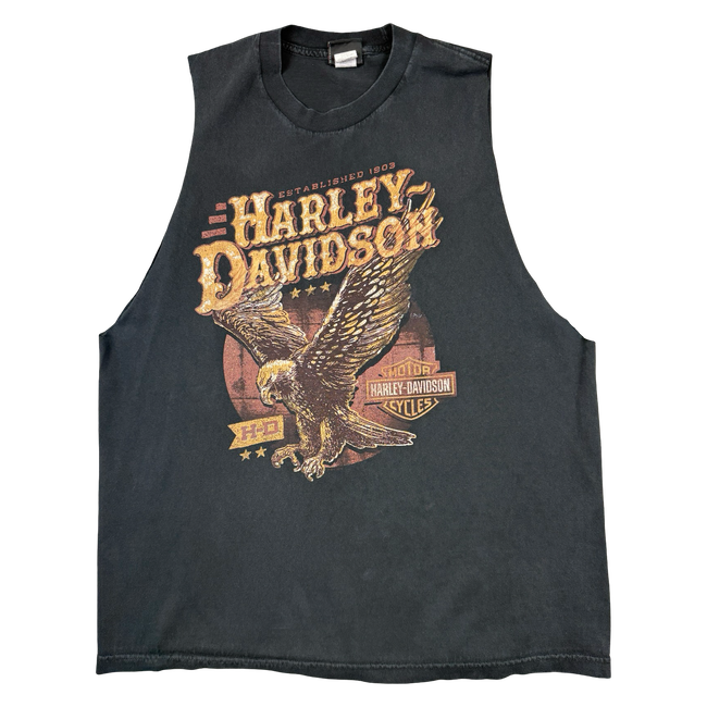 Vintage Harley Davidson Eagle Sleeveless Tee Black