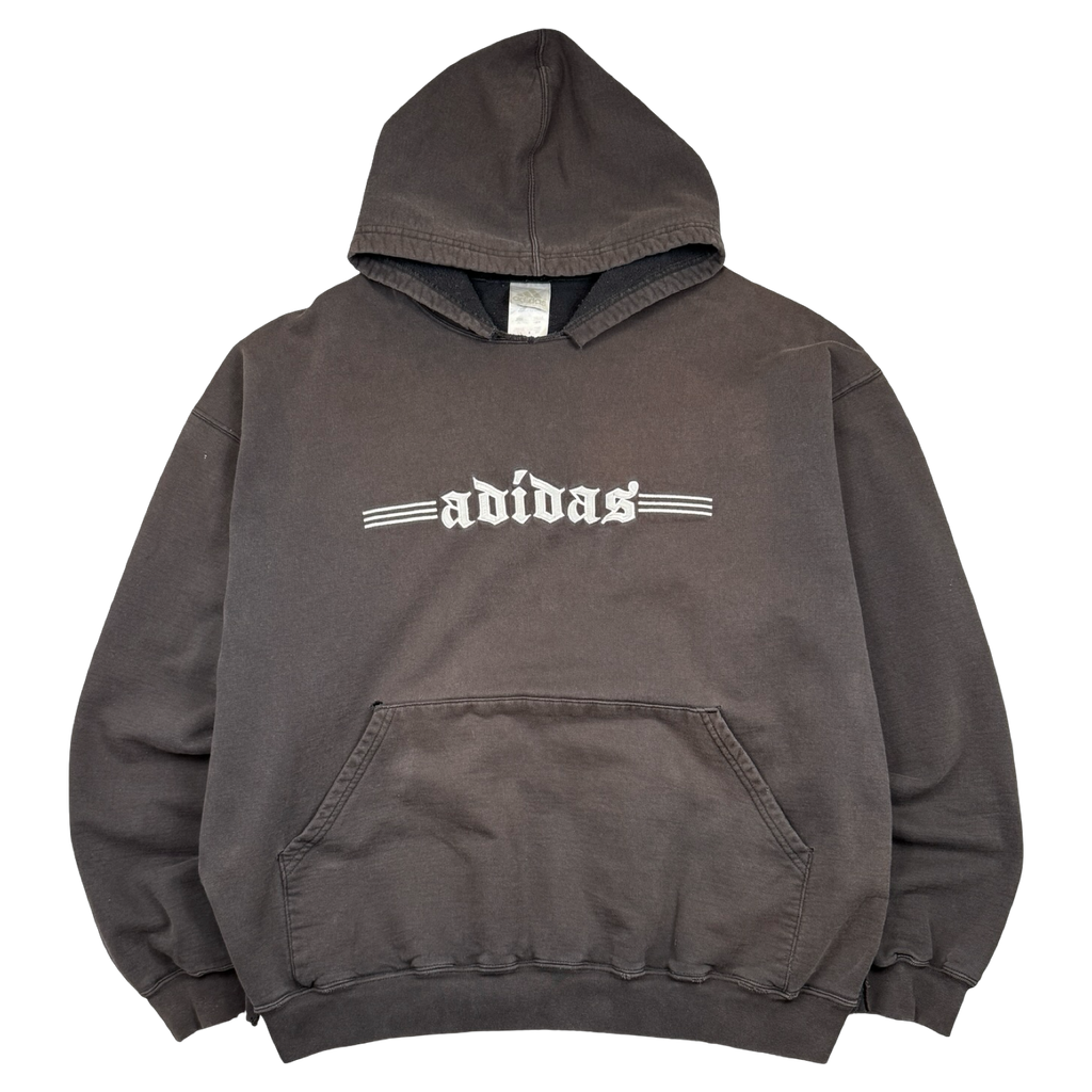 Vintage Adidas Distressed Hoodie Faded Black