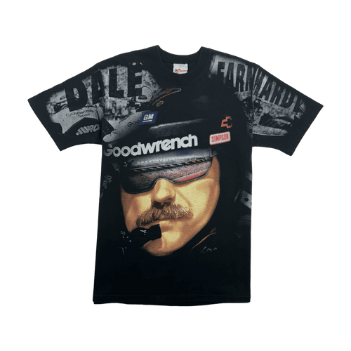 (L) Vintage '98 Dale Earnhardt AOP Nascar Racing Tee Black | Vintage Clothing Store Canada