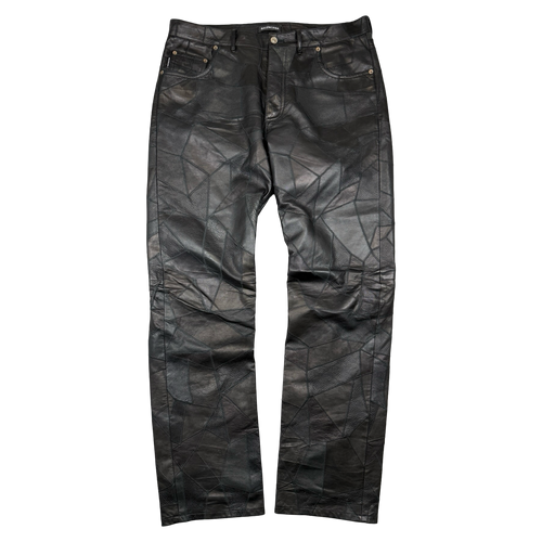 FA18 Balenciaga Patchwork Genuine Leather Pants Black | Vintage Clothing Store Canada