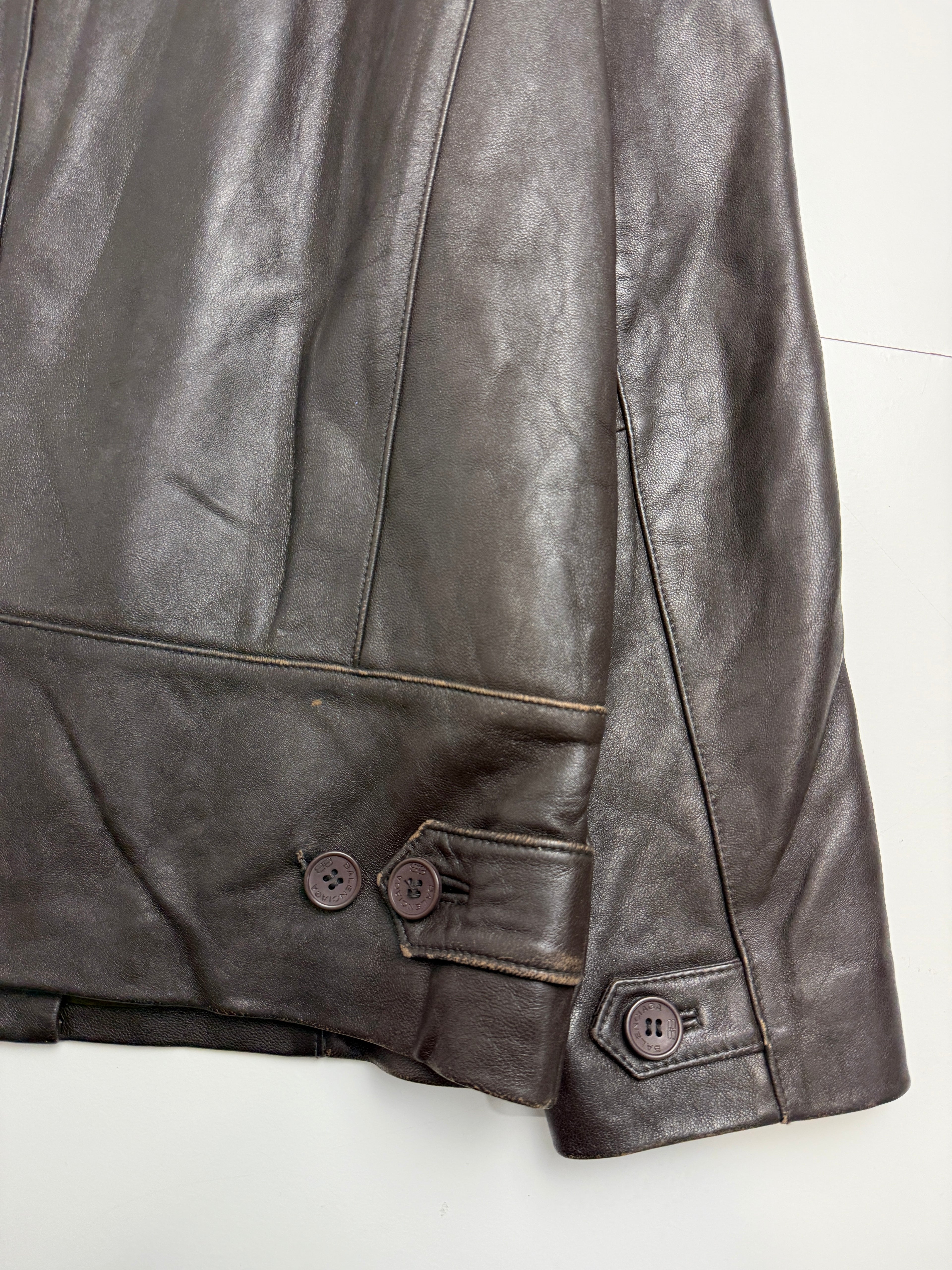 Vintage Balenciaga Paris BB Leather Jacket Brown