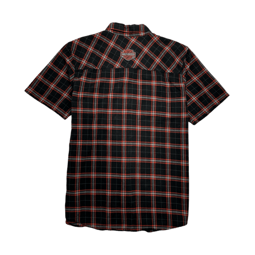 (M) Vintage Harley Davidson Short Sleeve Button-Up Plaid | Vintage Clothing Store Canada