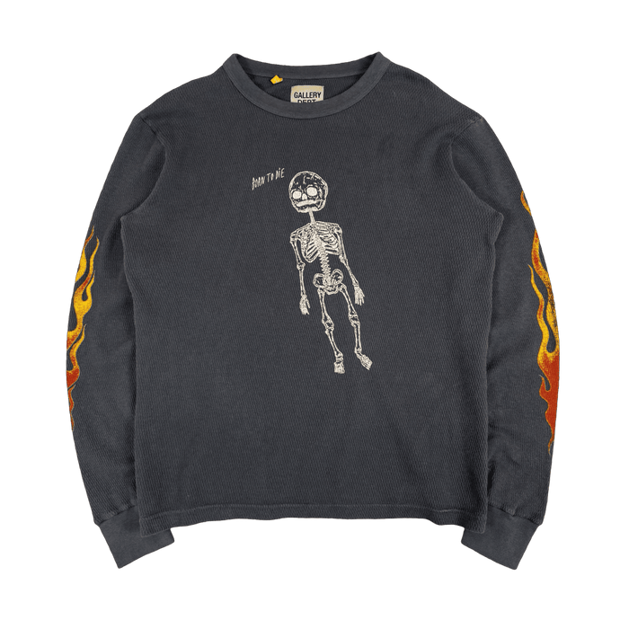 Gallery Dept. Born to Die Thermal L/S Tee Black (USED) | Vitnage Clothing Store Canada
