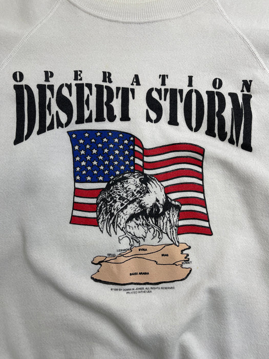 (M) Vintage 90s Operation Desert Storm Crewneck White | Vitnage Clothing Store Canada