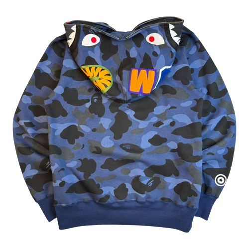 BAPE Shark Camo Full Zip Hoodie Blue (USED) | Vintage Clothing Store Canada