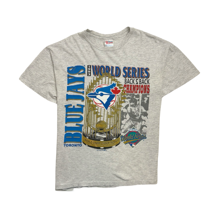 (L) Vintage '93 Toronto Blue Jays Championship Tee Grey | Vitnage Clothing Store Canada