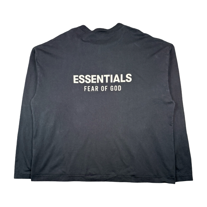 Fear Of God Essentials Logo L/S Tee Black (USED) | Vitnage Clothing Store Canada