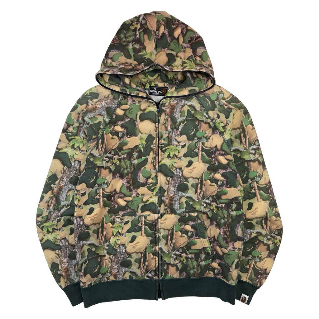BAPE Village Camo Full Zip Up Hoodie Green (USED)