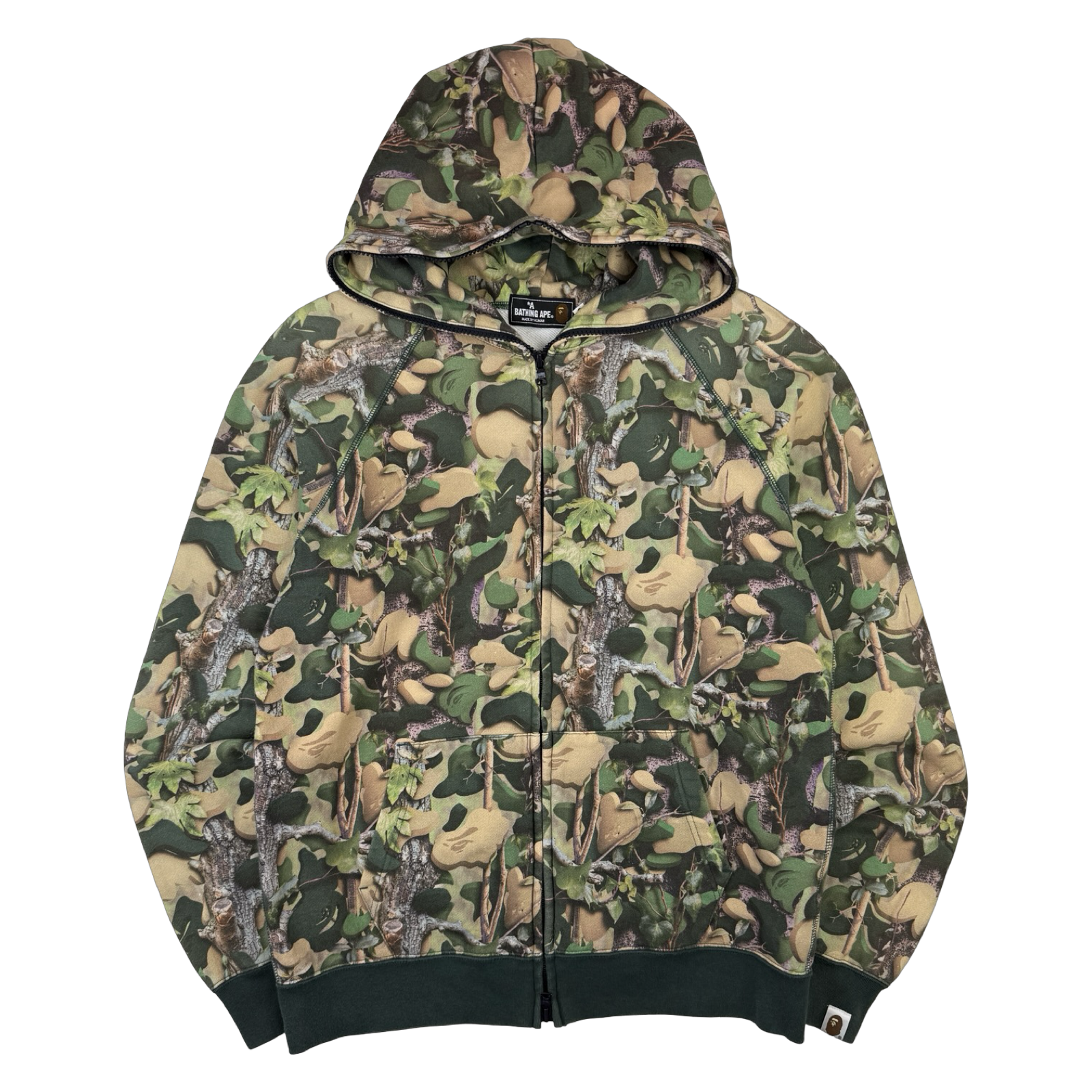 BAPE Village Camo Full Zip Up Hoodie Green (USED)
