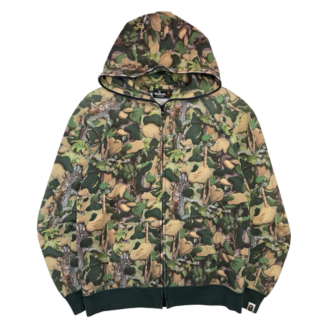 BAPE Village Camo Full Zip Up Hoodie Green (USED)