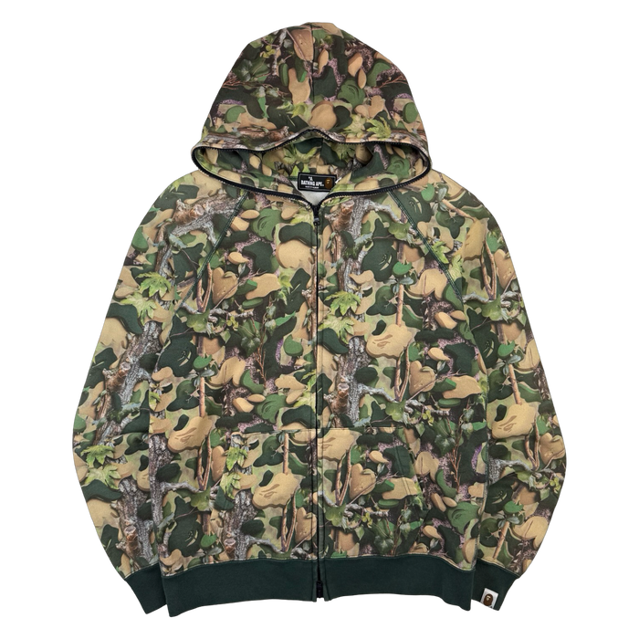 BAPE Village Camo Full Zip Up Hoodie Green (USED) | Vitnage Clothing Store Canada