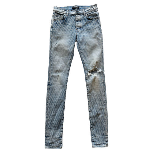 Amiri playboy clay indigo bunny logo skinny jeans | Vintage Clothing Store Canada