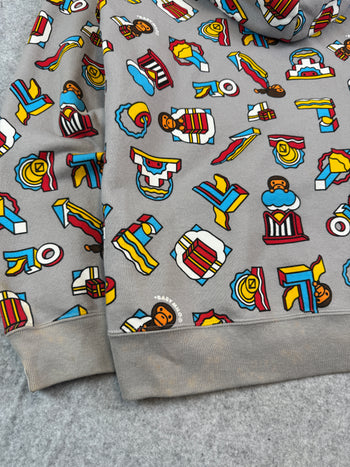BAPE Baby Milo All Over Full Zip Hoodie Grey (USED)