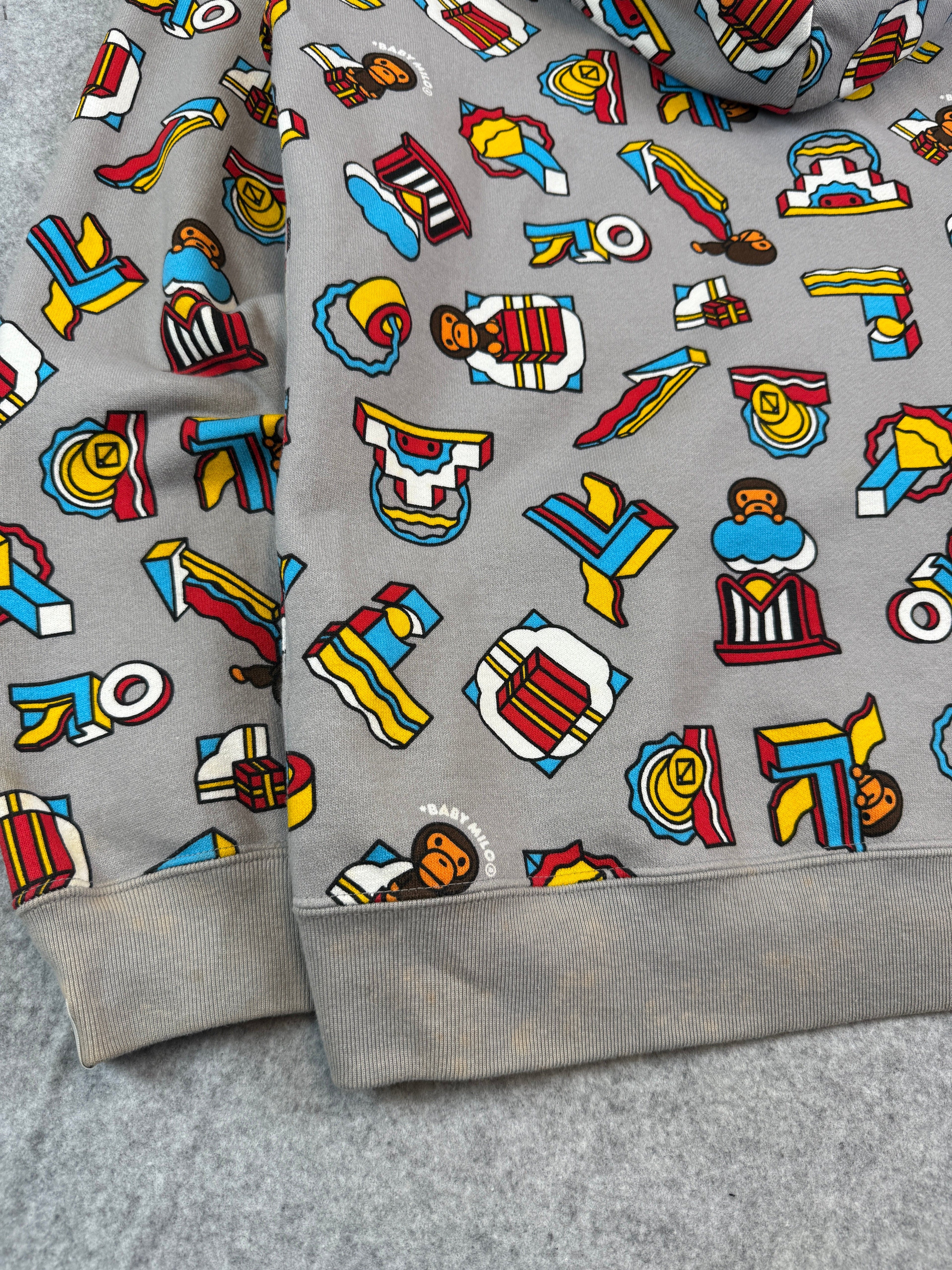 BAPE Baby Milo All Over Full Zip Hoodie Grey (USED)