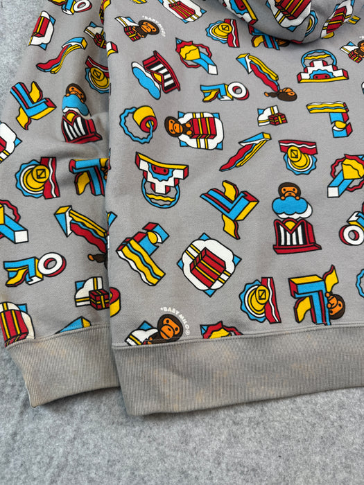 BAPE Baby Milo All Over Full Zip Hoodie Grey (USED) | Vitnage Clothing Store Canada