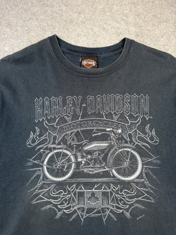 Vintage Harley Davidson Metallic Canada Flag Tee Black