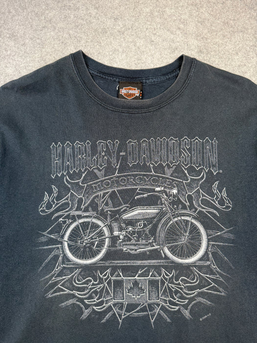 Vintage Harley Davidson Metallic Canada Flag Tee Black | Vitnage Clothing Store Canada