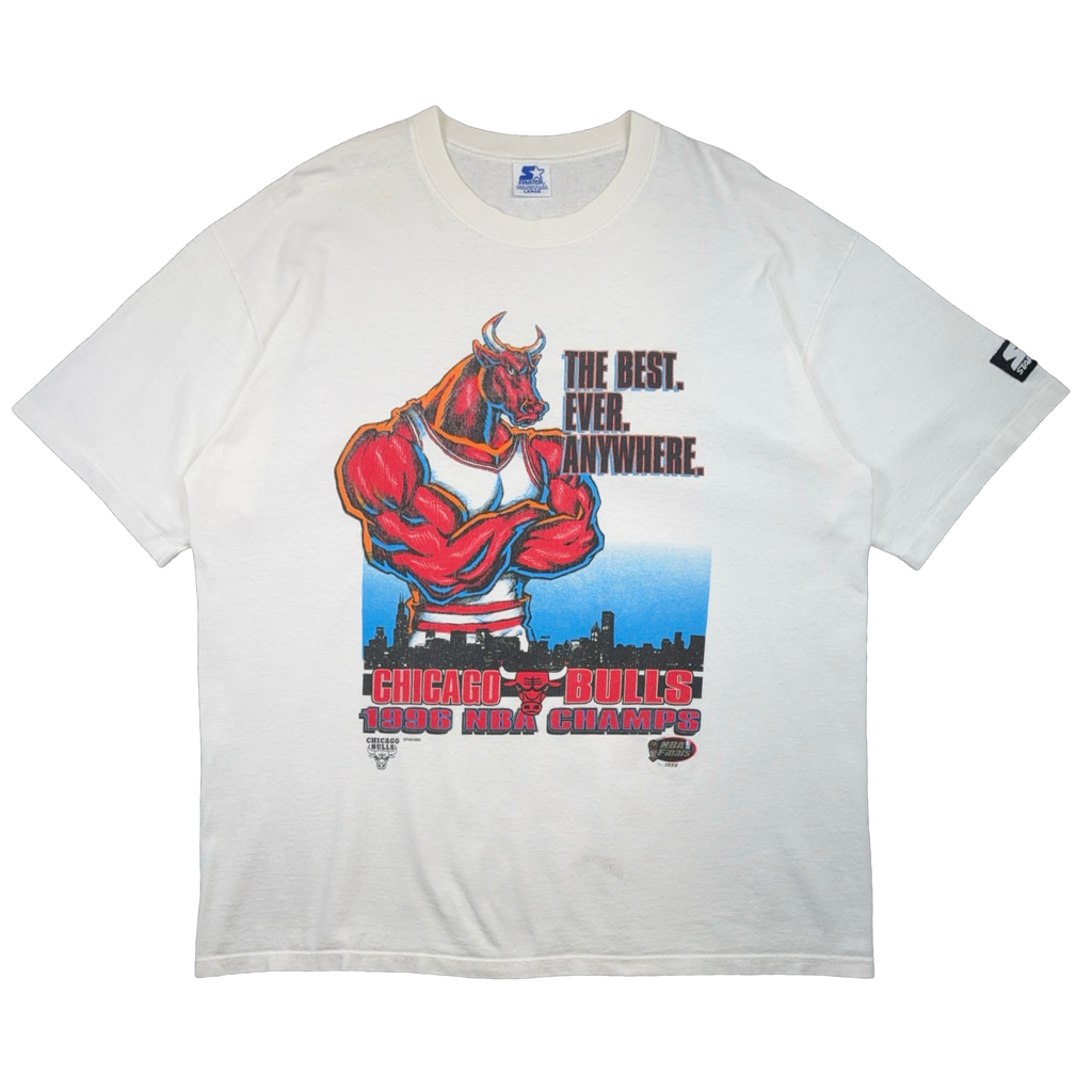 Vintage 1996 Chicago Bulls NBA Champs The Best Ever Anywhere Tee White