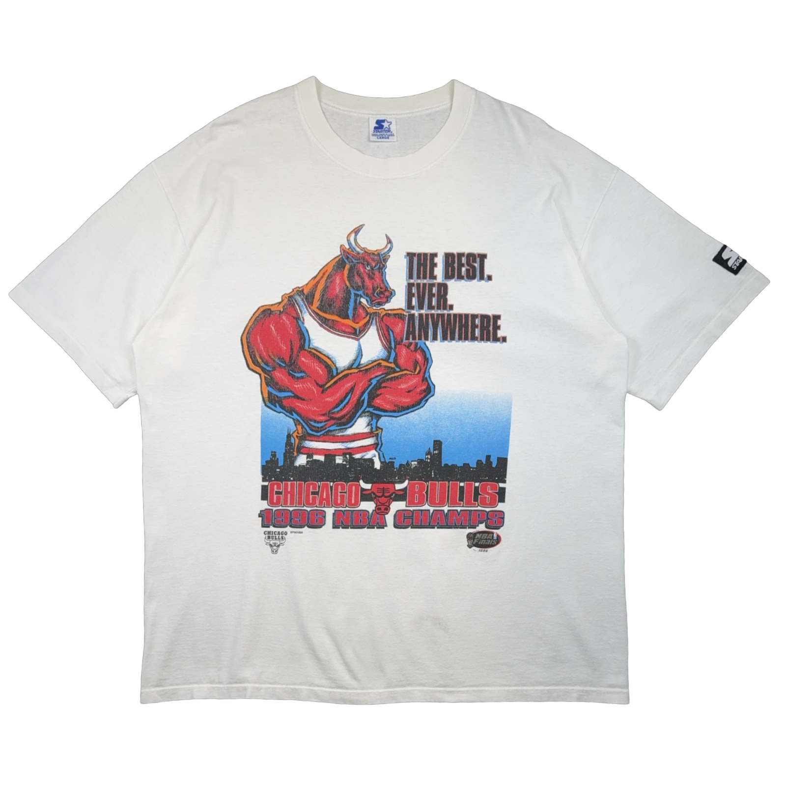 Vintage 1996 Chicago Bulls NBA Champs The Best Ever Anywhere Tee White