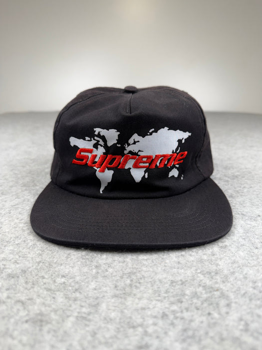 Supreme World 5 Panel Hat Black (USED) | Vitnage Clothing Store Canada