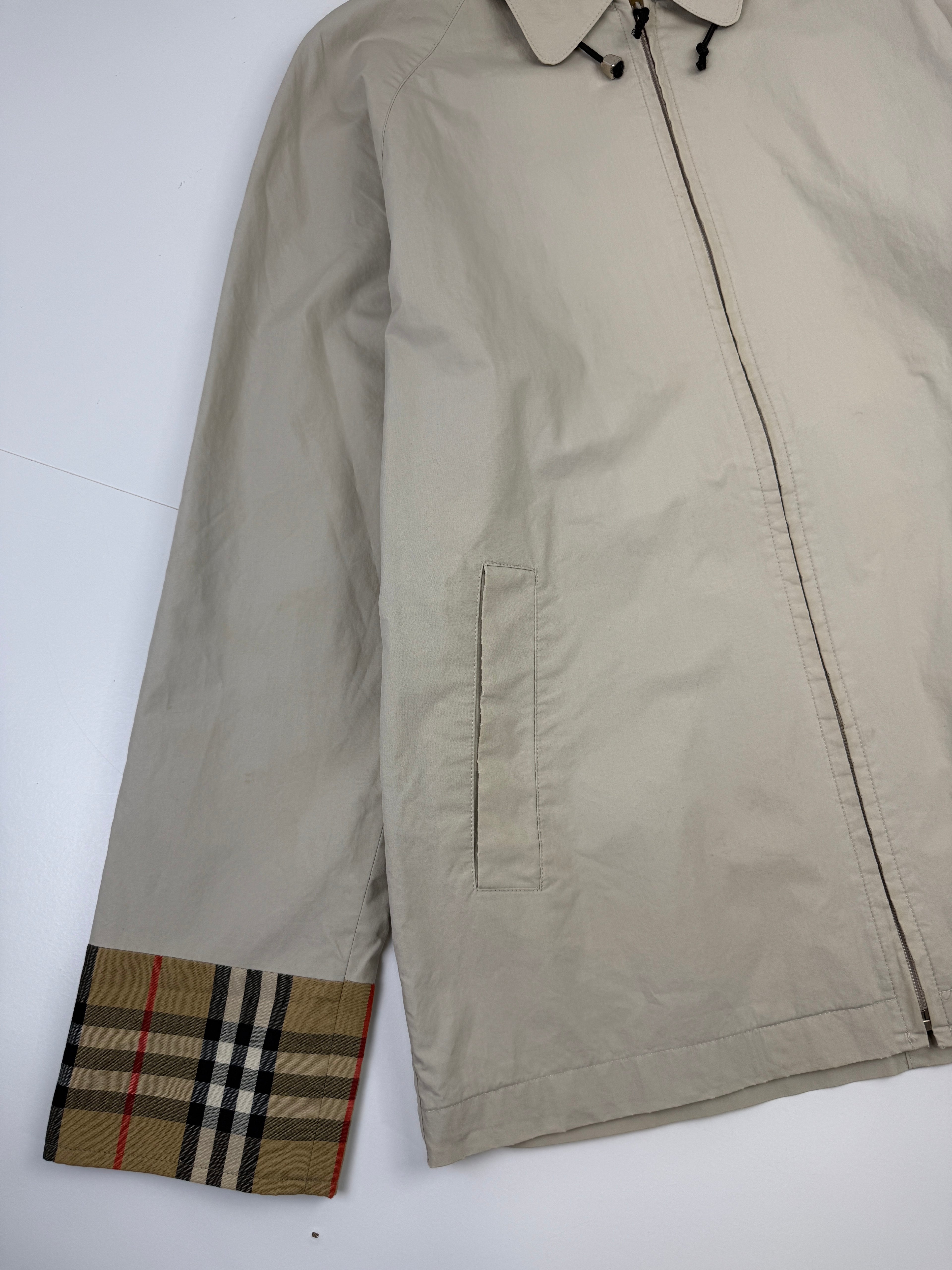 Vintage Burberry Checkered Hooded Light Jacket Beige