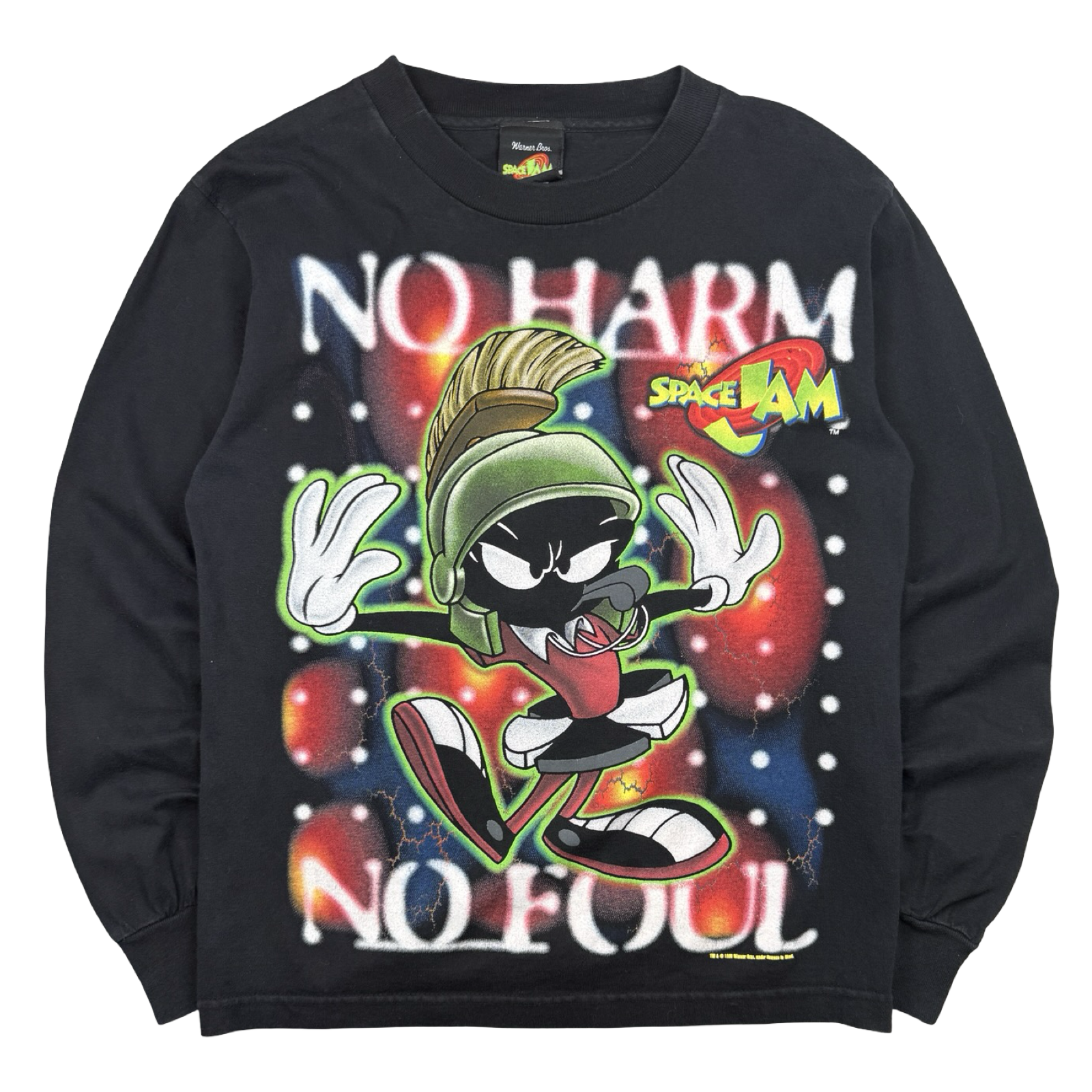 Vintage 90's Space Jam Marvin The Martian L/S Tee Black