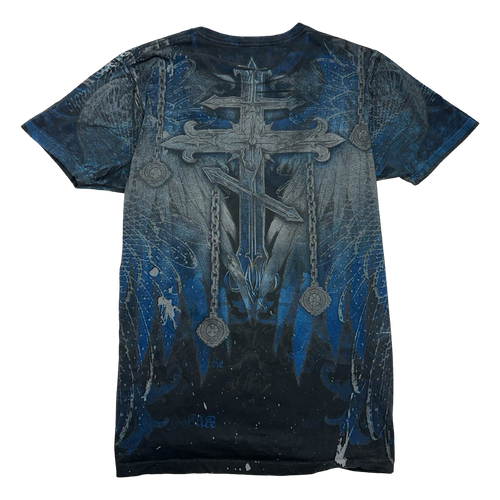 Vintage Y2K Carbon Black Cross Wings Tee Black | Vintage Clothing Store Canada
