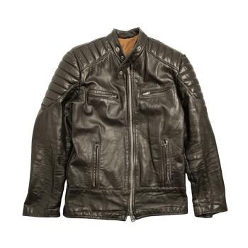 Vintage ZIp Up Leather Jacket Black