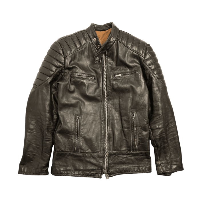 Vintage ZIp Up Leather Jacket Black | Vitnage Clothing Store Canada