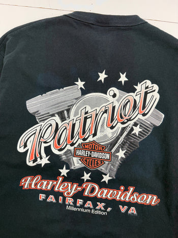 Vintage 1999 Harley Davidson Patriot L/S Tee Black