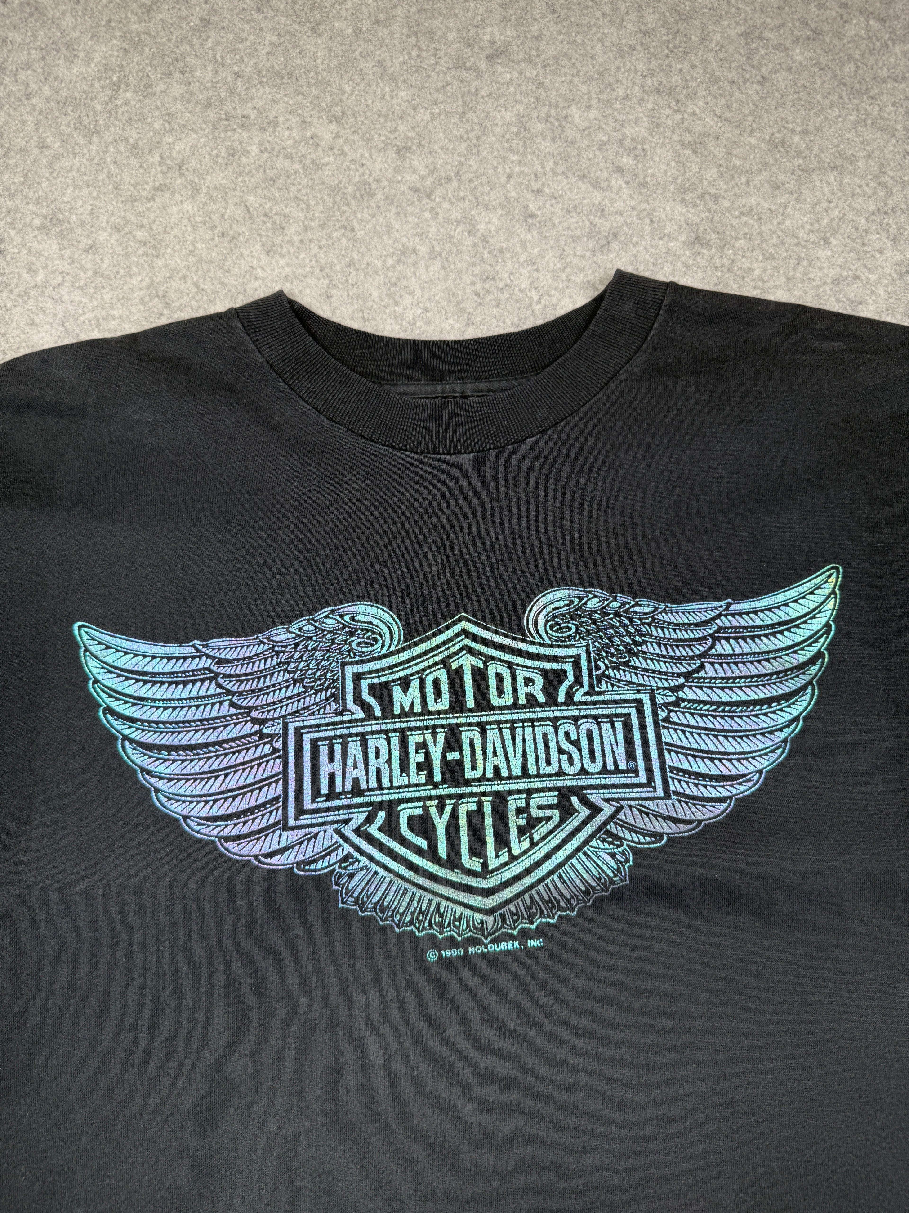 Vintage Harley Davidson Iridescent Logo Tee Black